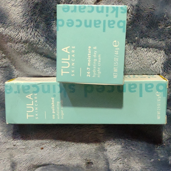 (2) TULA 24-7 HYDRATING DAY/NIGHT CREAM & EXFOLIATING SUGAR SCRUB